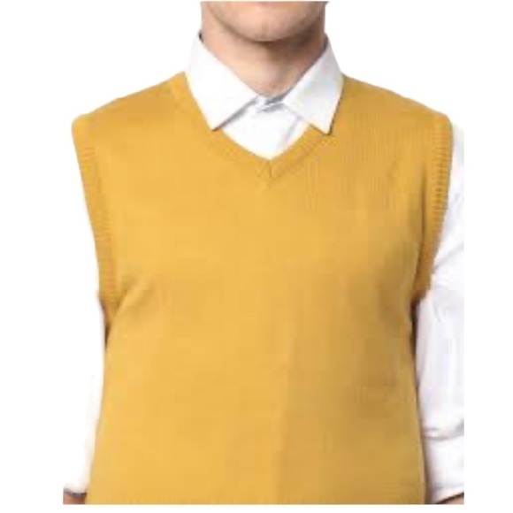 NWT Britches Sz XL Merino Wool V-Neck Mustard Yellow Knit Sweater Vest - Picture 3 of 11